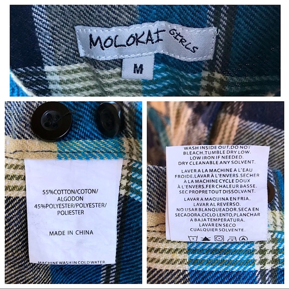 MOLOKAI🧵 Multi-Colored Plaid Flannel ~Size M - Picture 7 of 7